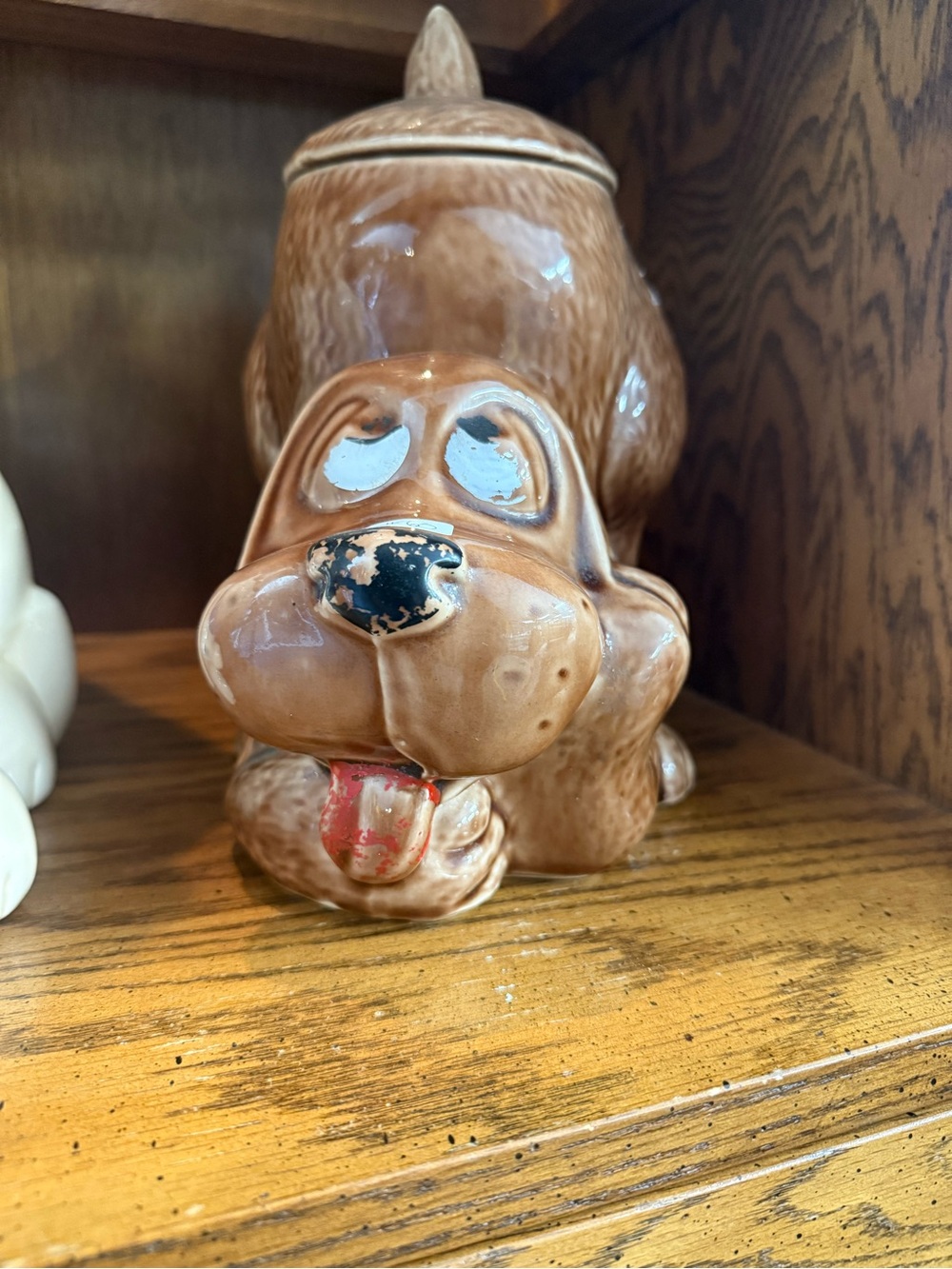 Brown Ceramic Dog Treat Jar - Cute Puppy Design